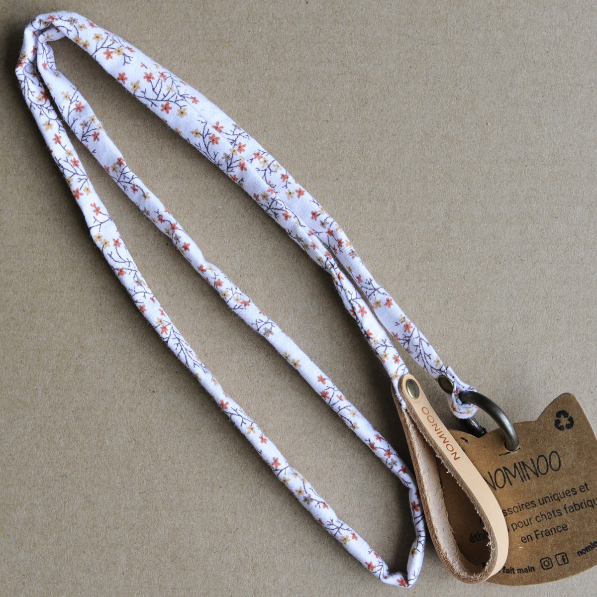 Nominoo Charmer, Snake Cat Toy In White Flower Fabric | at Made Moggie