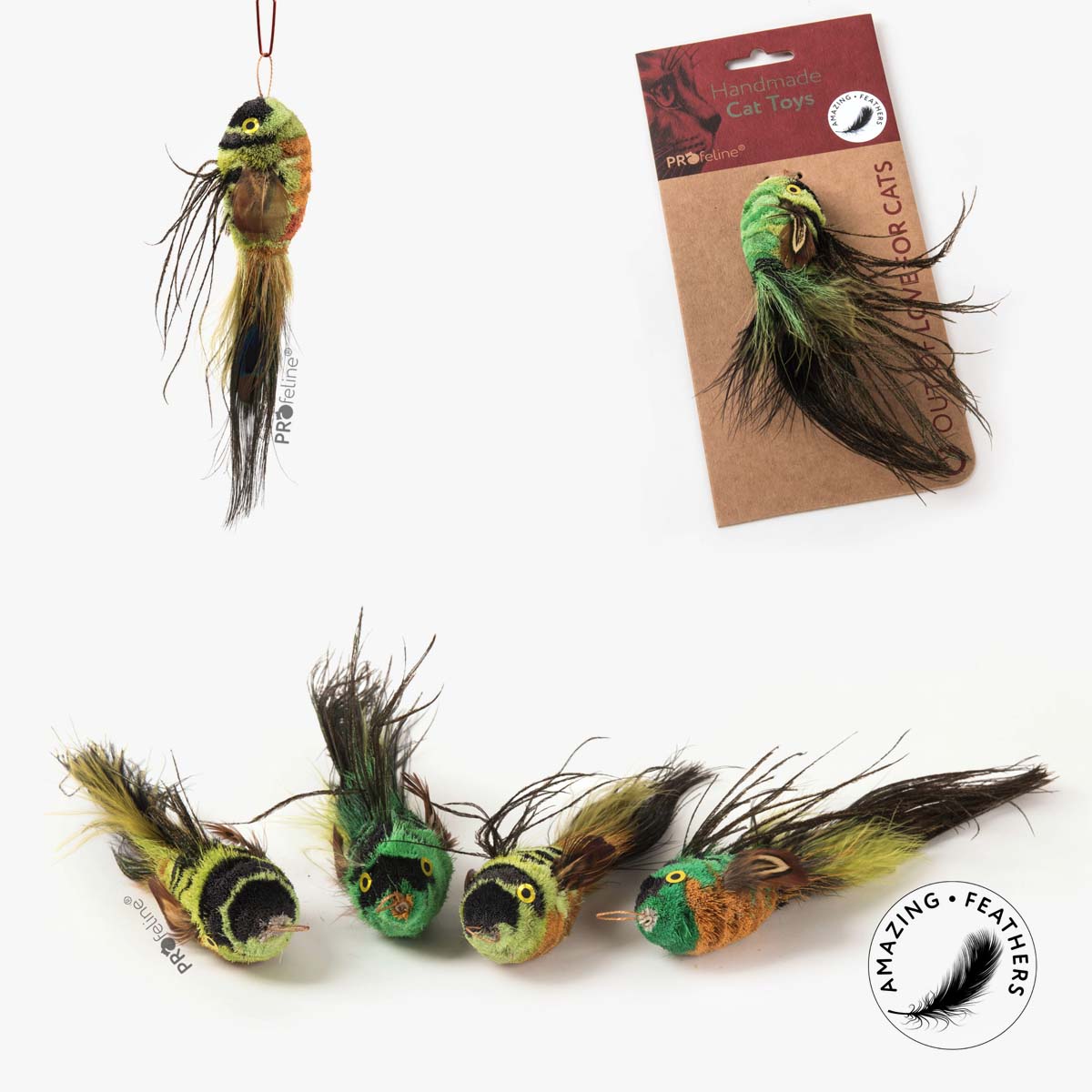 Flying Nymph Handcrafted Deer Hair Peacock Feather Cat Toy for Play