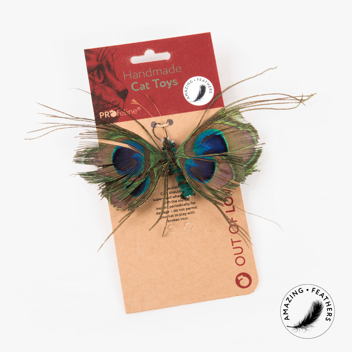 Profeline Realistic Butterfly Cat Toy, With Feathers | at Made Moggie