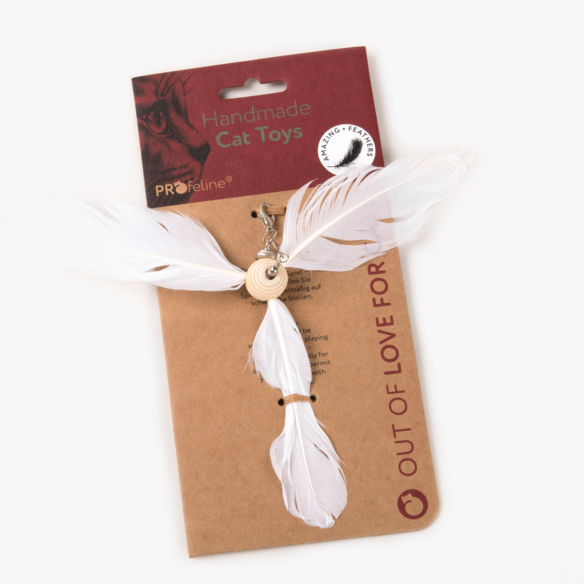 Profeline Feather Cat Toy, In White Propeller Shape | at Made Moggie