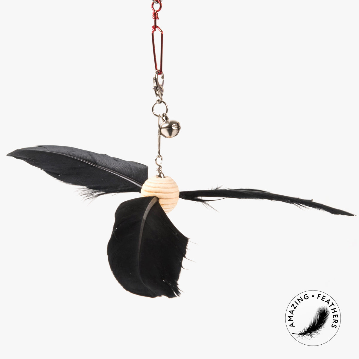 Profeline Cat Toy, Made With Black Feathers In Propeller Shape | at Made Moggie