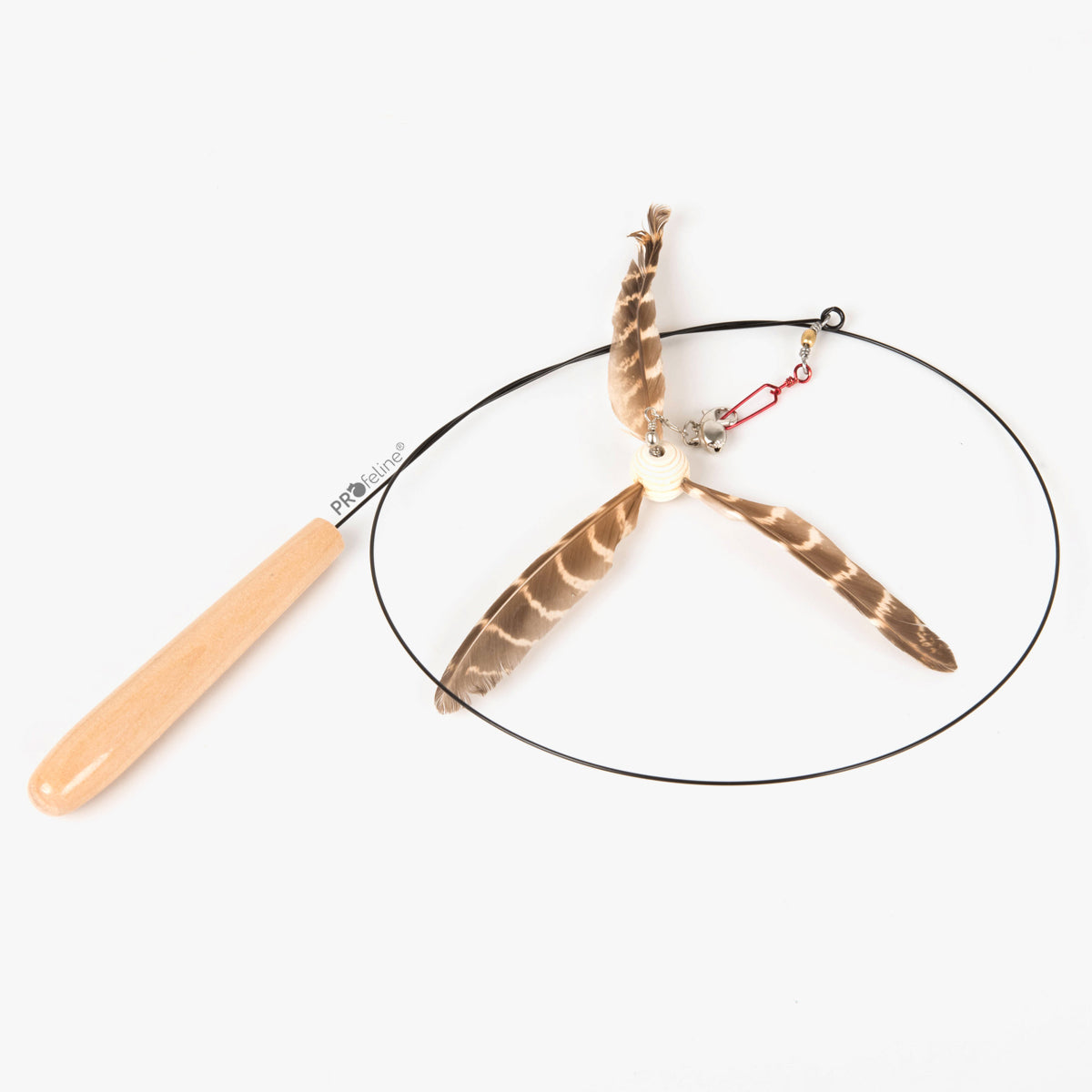 Profeline Propeller Wand Cat Teaser, With Wood Handle & Feather Toy Attachment | at Made Moggie