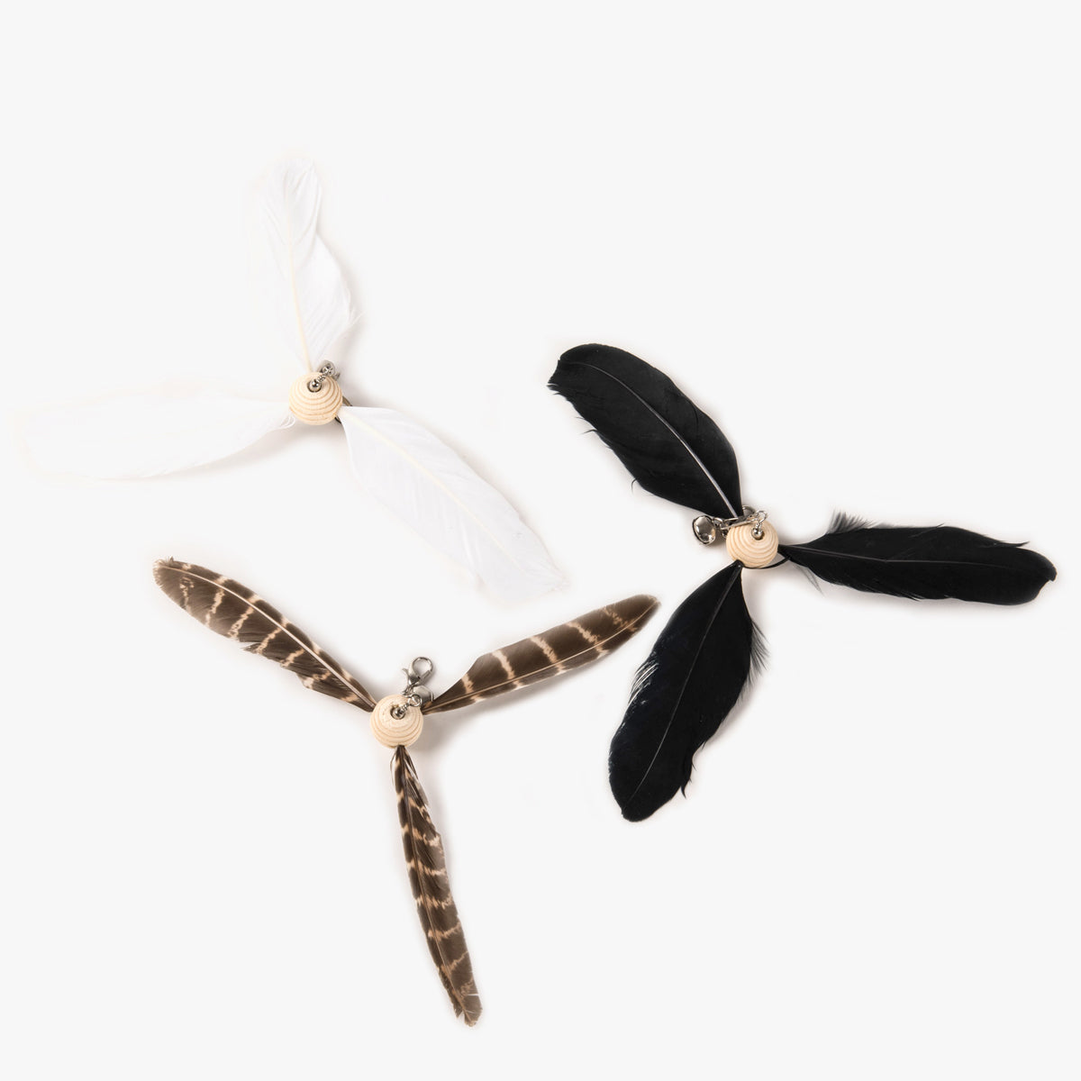 Profeline Propeller Wand Feather Cat Toy, In White, Black Or Patterned | at Made Moggie