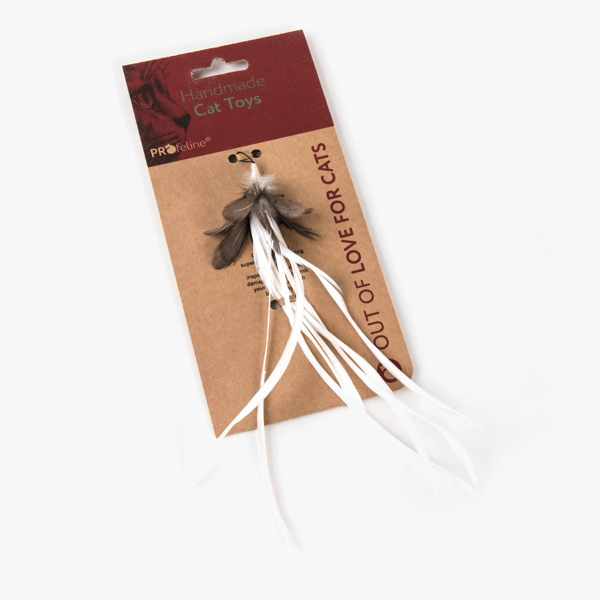 Profeline Tickle Tease Cat Toy, With Long White Feathers | at Made Moggie