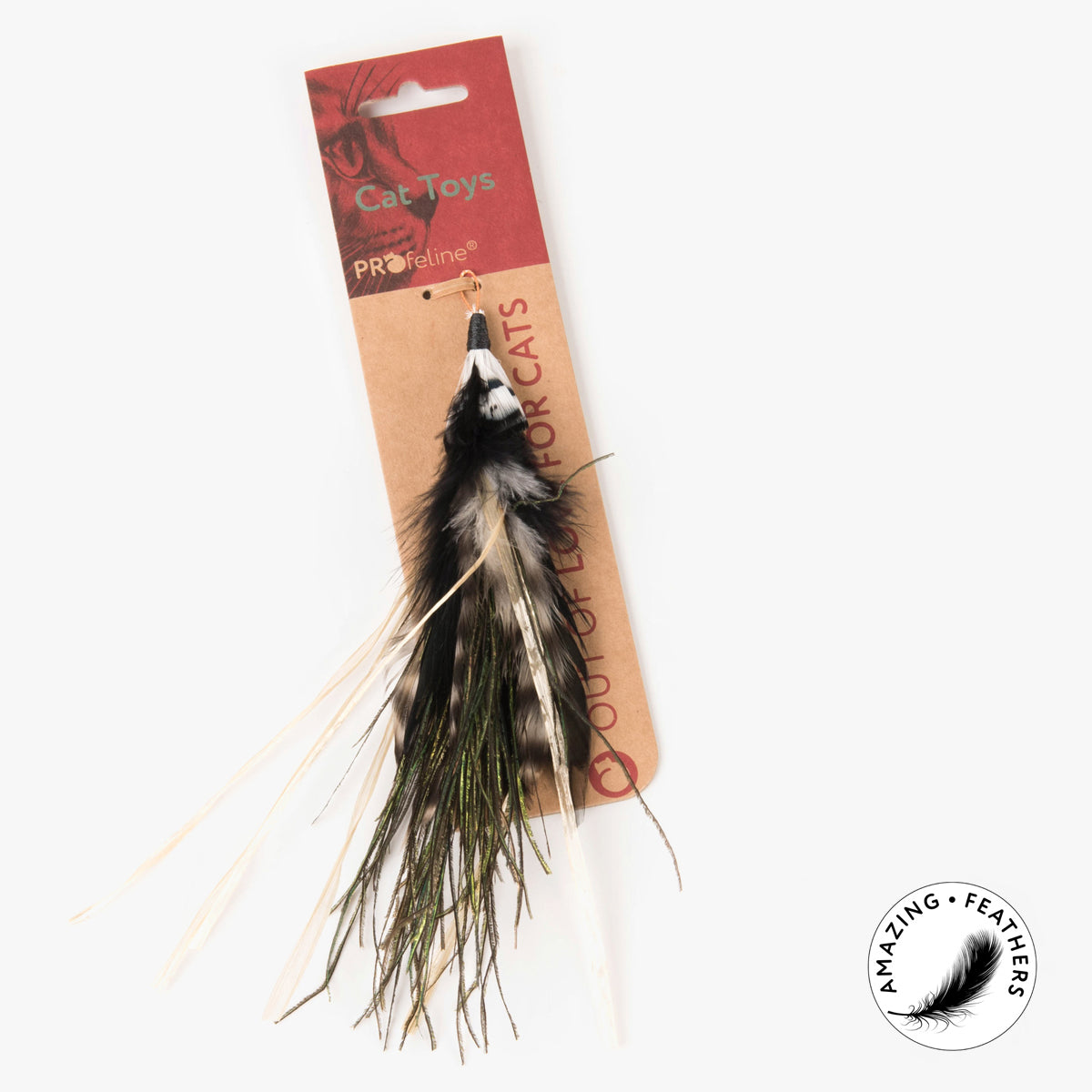 Profeline Handmade Feather Cat Toy, Tiger Refill For Wands | at Made Moggie