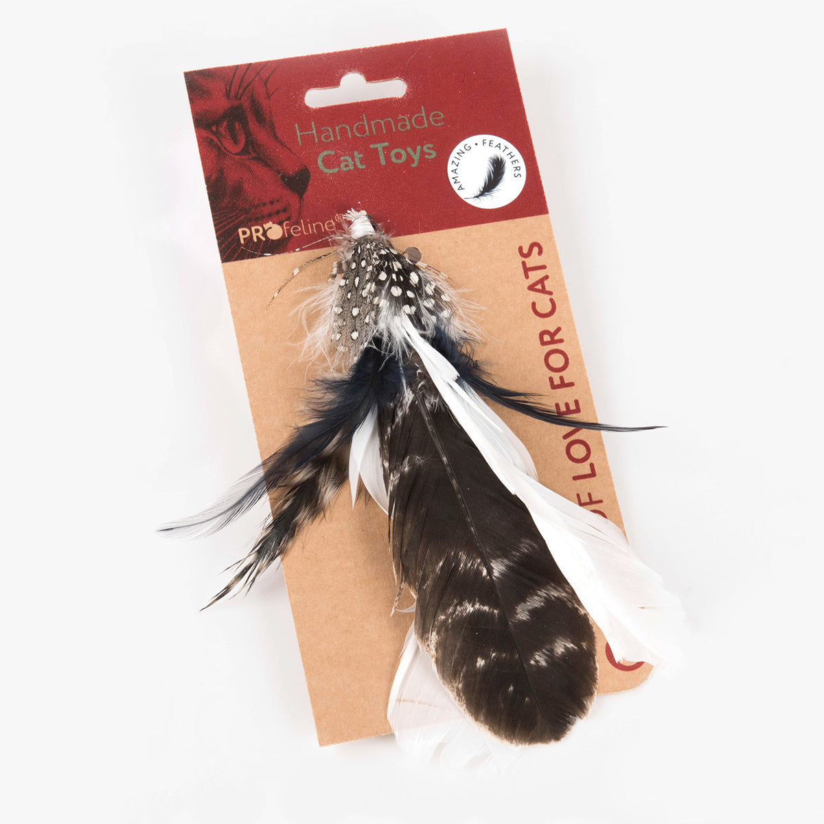 Profeline Turkey Feather Refill Cat Toy, In Black & White | at Made Moggie