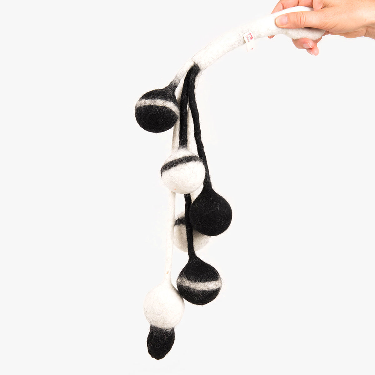 Profeline Large Cat Ball Toy, Felted Catcher In Black & White Wool | at Made Moggie