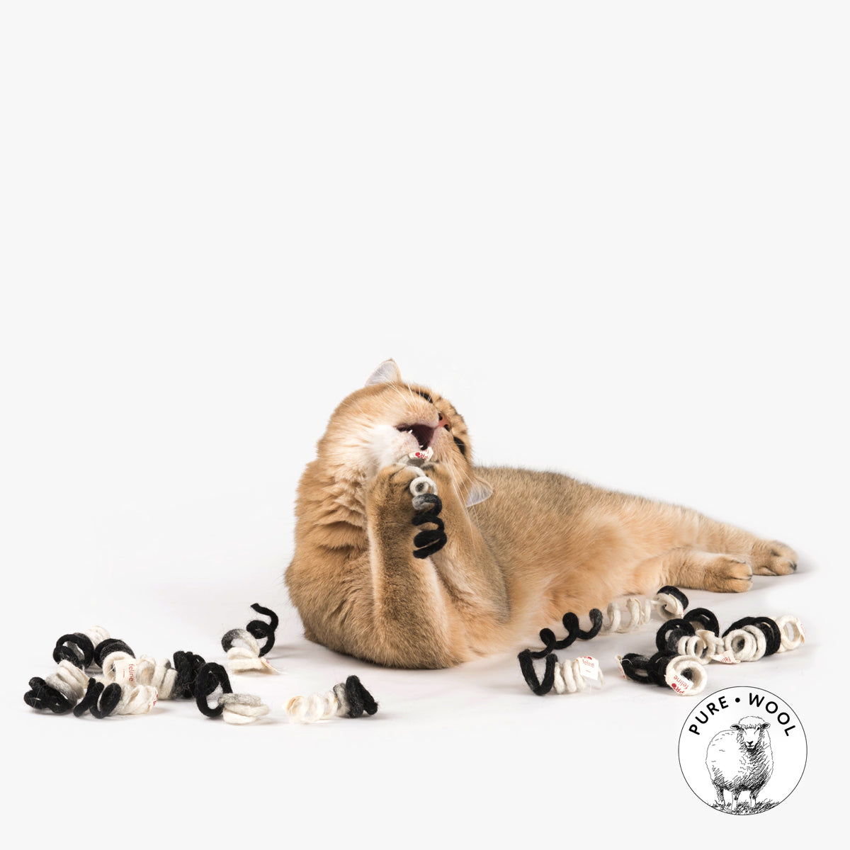 Profeline Felt Spring Toy For Cats, In Black & White | at Made Moggie