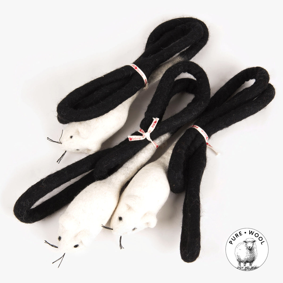 Profeline Felted Cat Mouse Toy, In Black & White | at Made Moggie