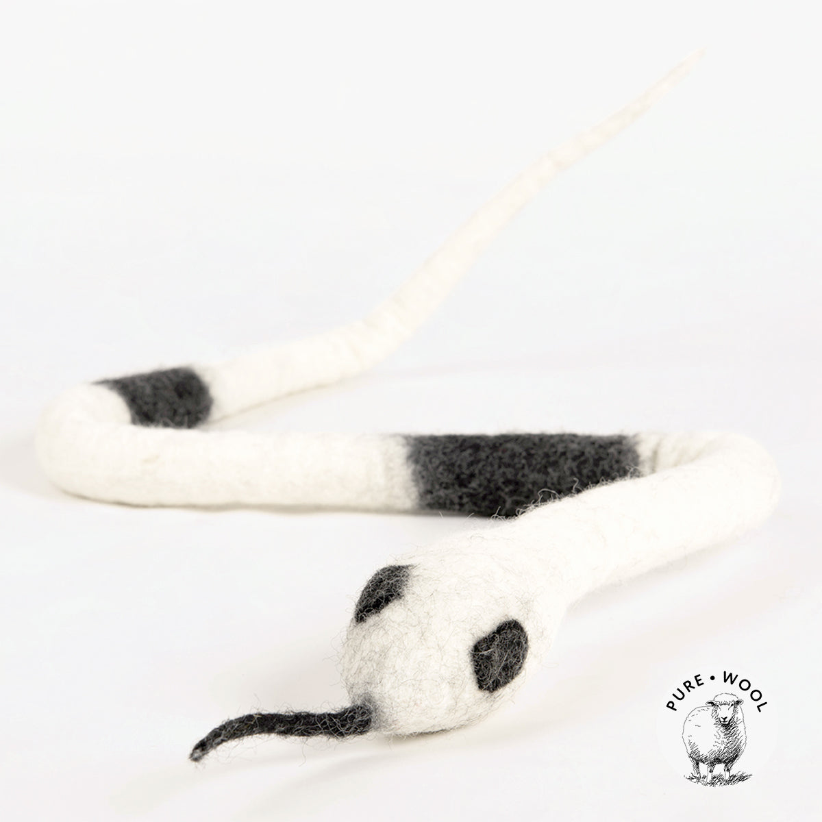 Profeline Large Toy Snake For Cat, In Black & White Wool | at Made Moggie