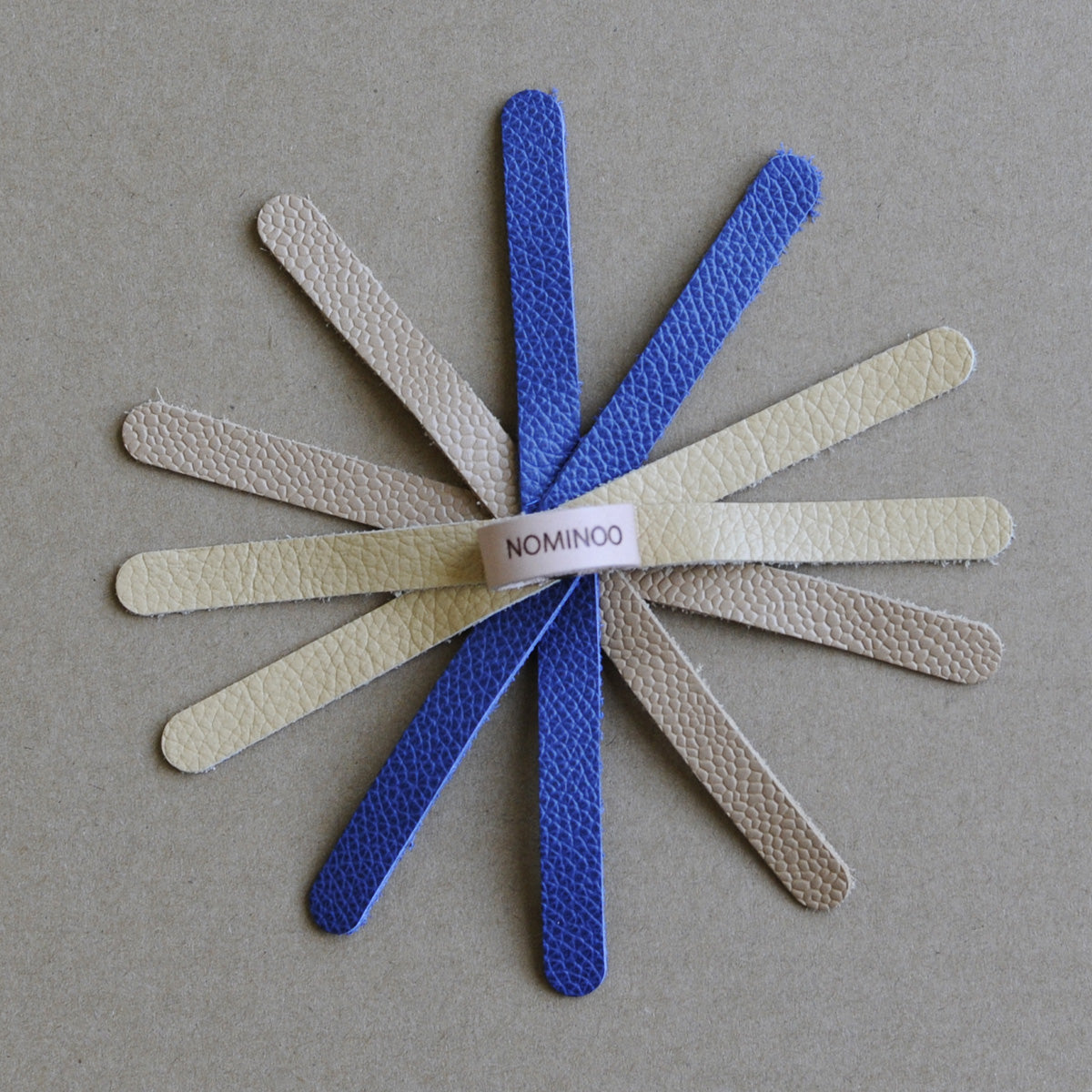 Nominoo Fringe Cat Toy, Handmade In Blue & Tan Leather | at Made Moggie