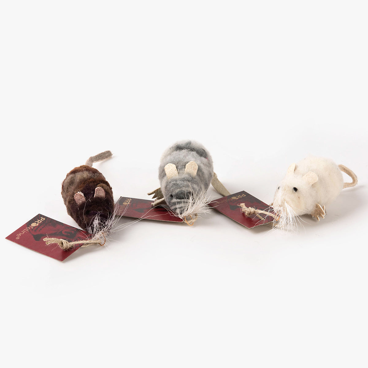 Profeline Wool Cat Mouse Toy, In Brown, Grey Or White | at Made Moggie