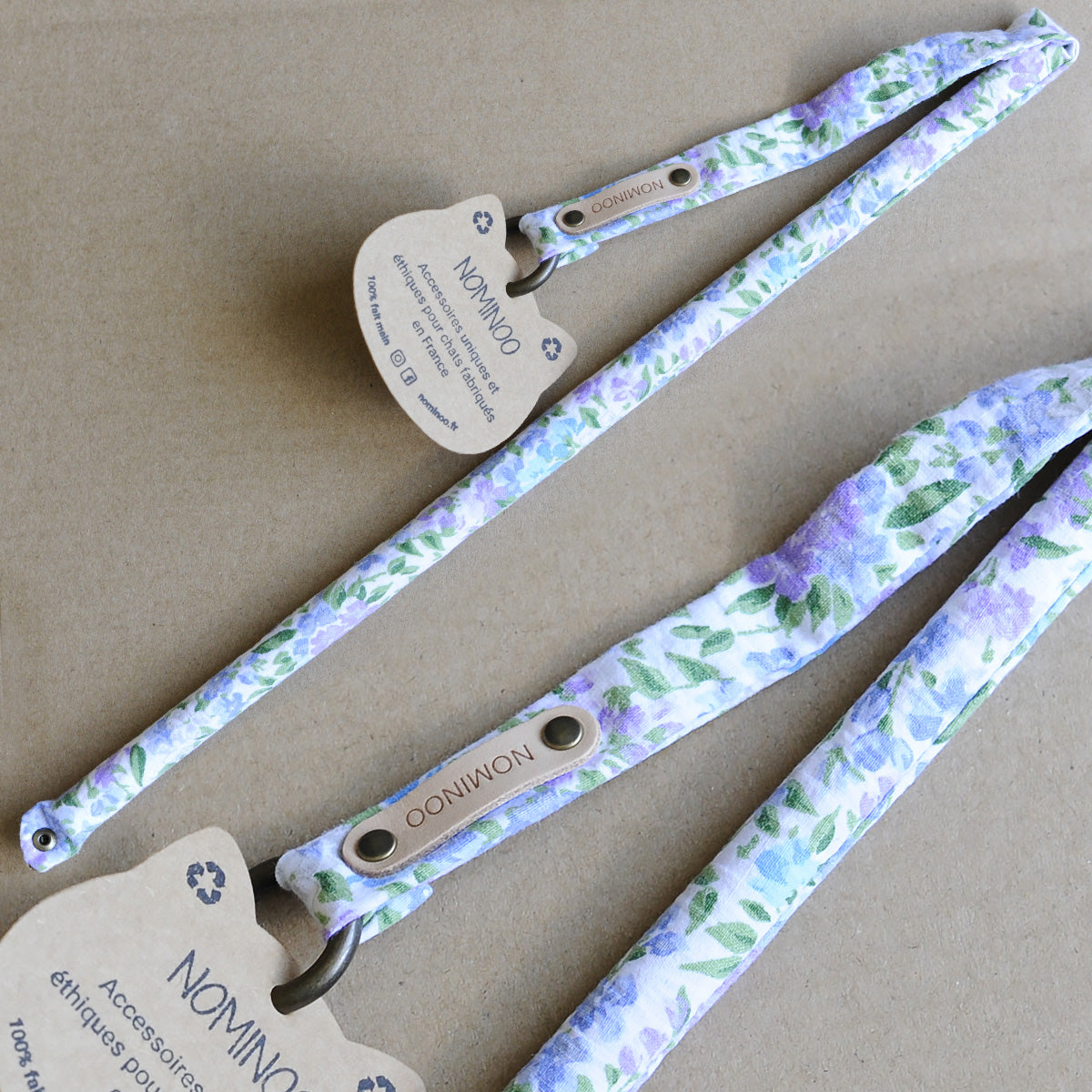 Nominoo Beech Wood Cat Wand, Wrapped In Pastel Flower Fabric | at Made Moggie