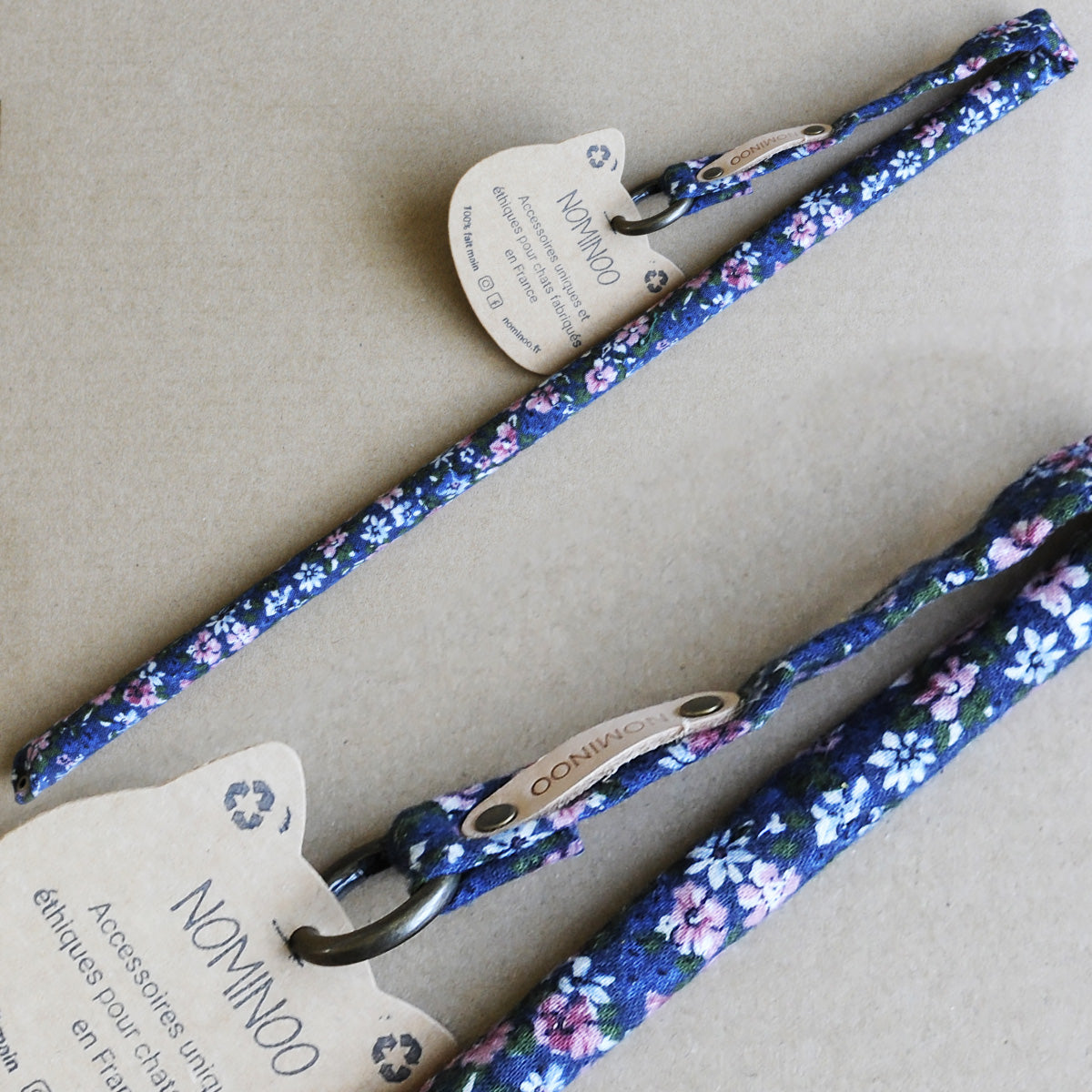 Nominoo Cat Wand, Beech Wood Wrapped In Blue Flower Fabric | at Made Moggie