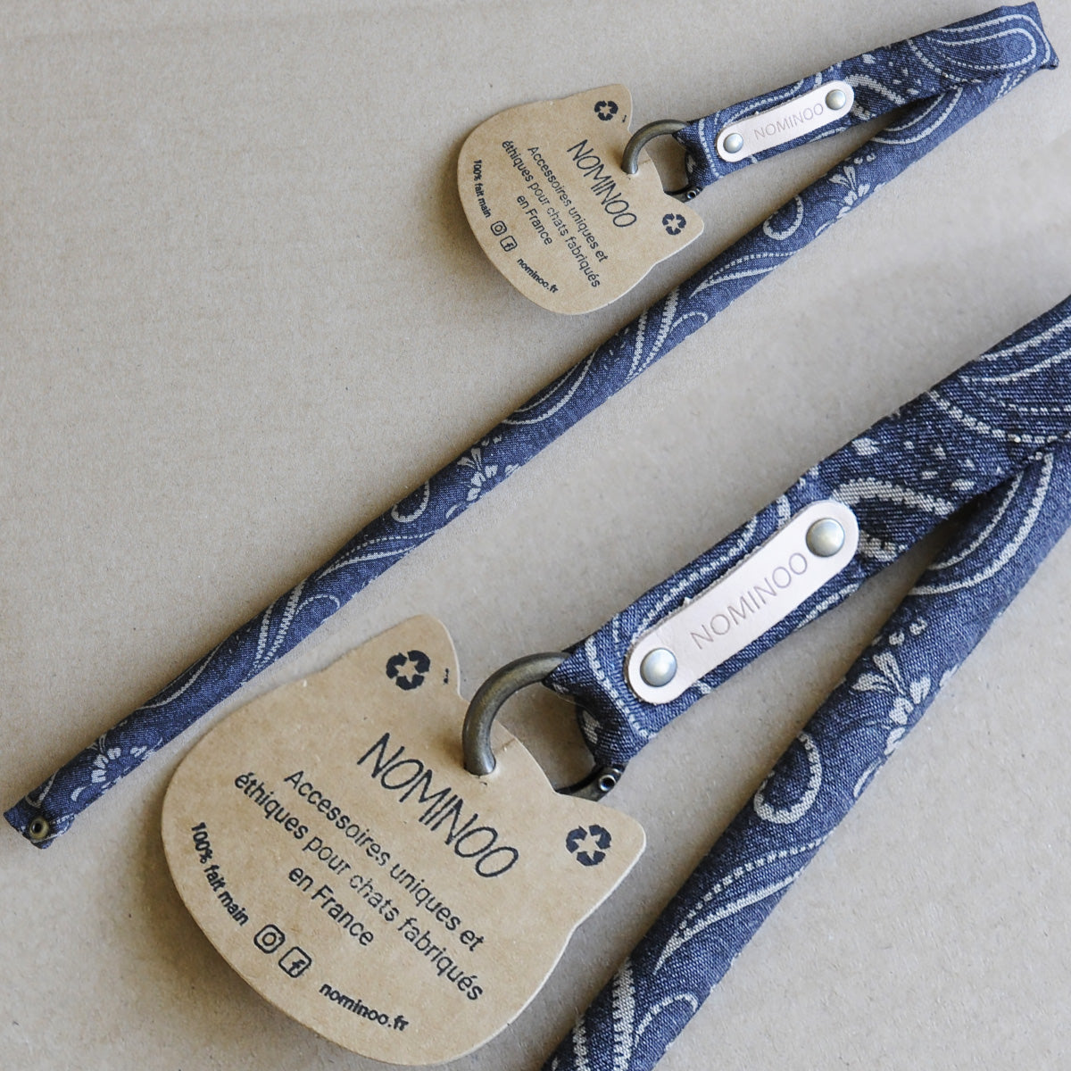 Nominoo Cat Wand, Handmade In Wood, Leather & Paisley Fabric | at Made Moggie
