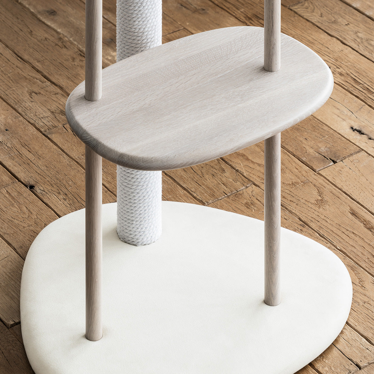 Karimoku Cat White Cat Tower, With Tall Cat Scratcher In Cotton | at Made Moggie