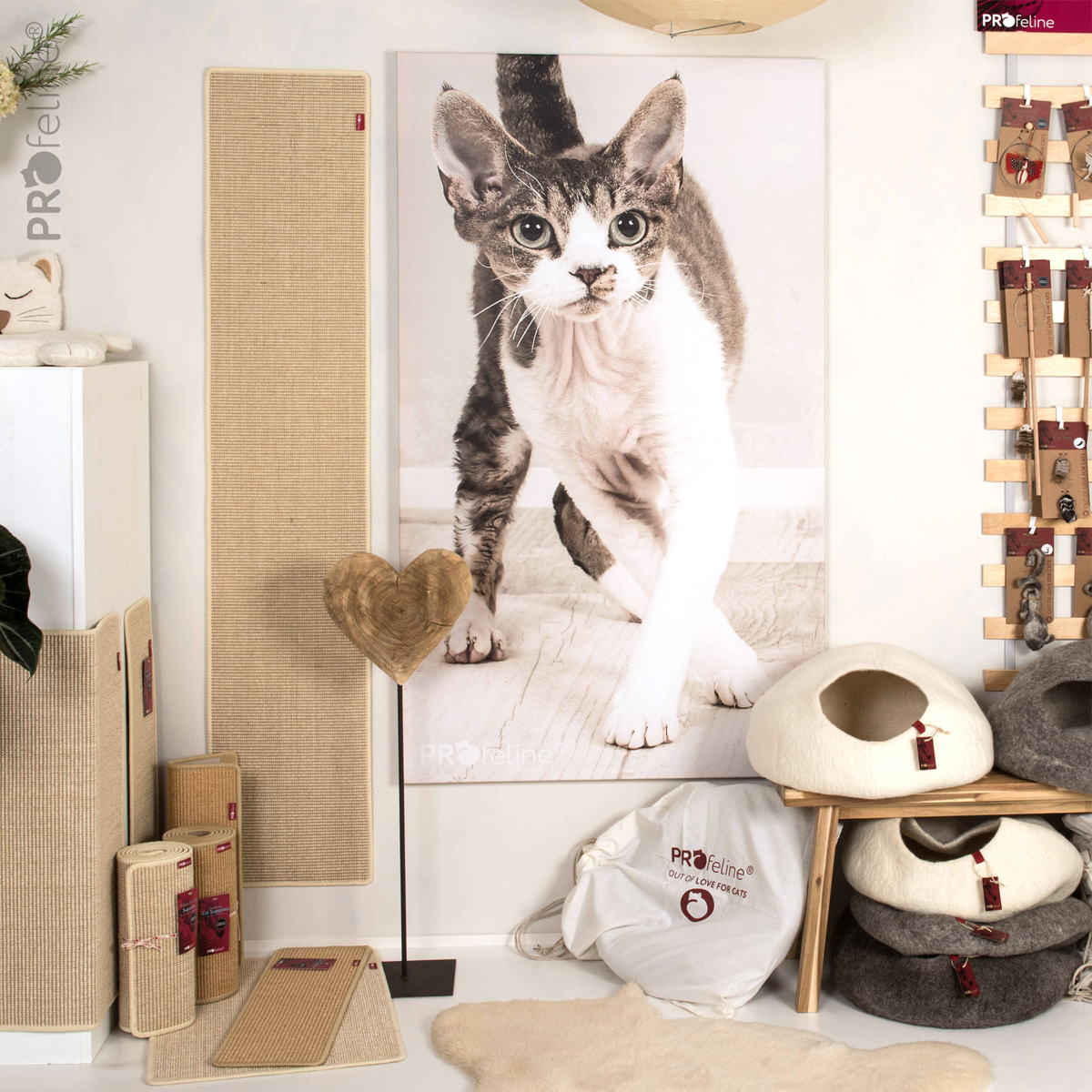 Cat Furniture by Profeline Has Wall Cat Scratchers & Wool Cat Caves | Buy at Made Moggie Australia.