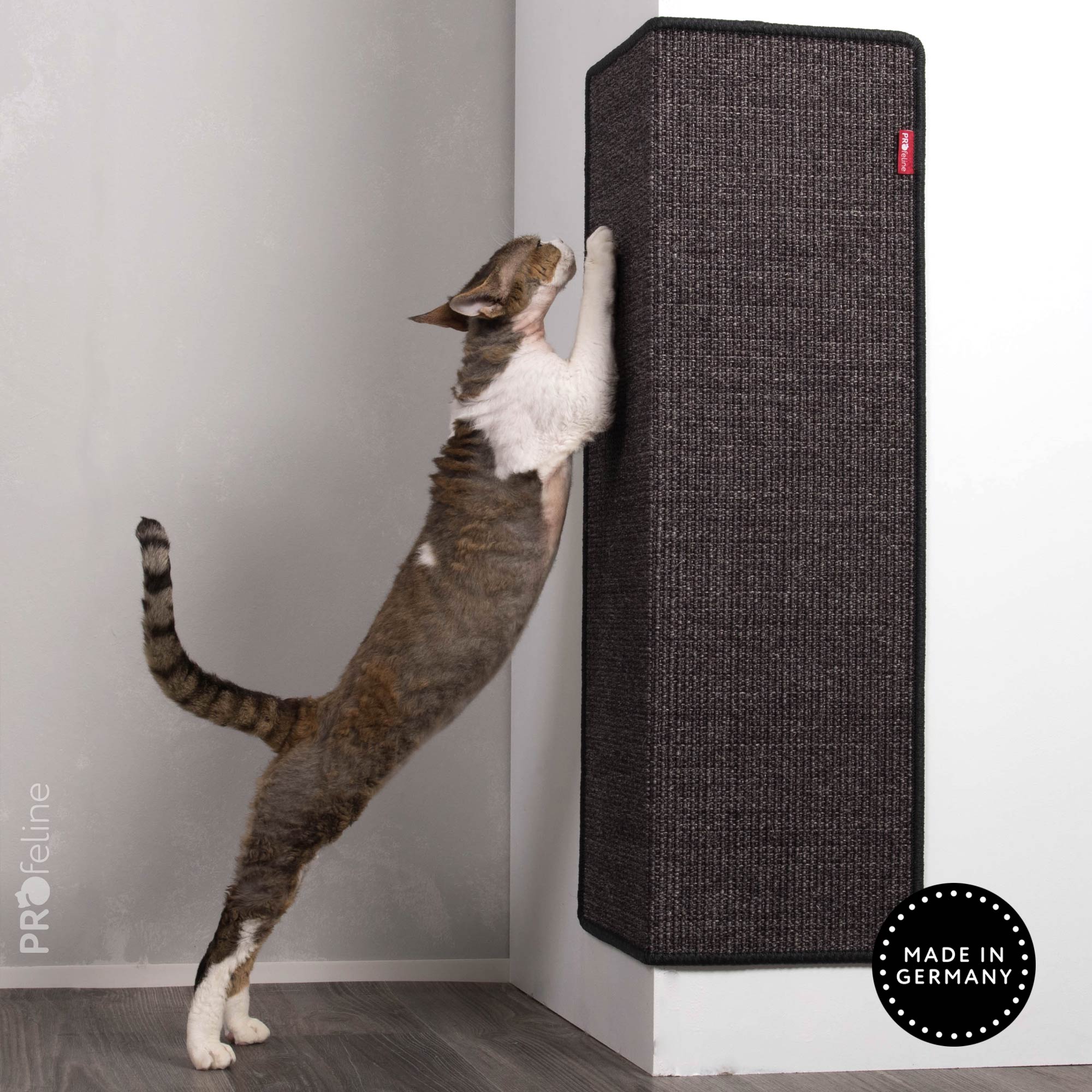 Profeline Tall Cat Scratching Post For Wall, In Black Sisal | at Made Moggie